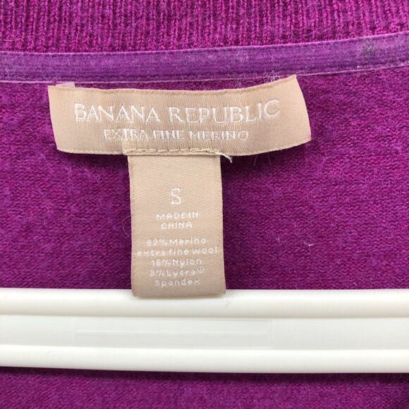 Banana Republic Extra Fine Merino Wool Blend Sweater Womens S V-Neck Purple - Picture 5 of 7